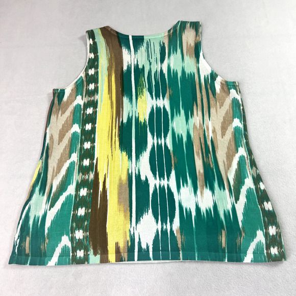 CHICOS Blouse Womens 3Plus Multicolor Drip Print Knit Sleeveless Top Lightweight - Picture 11 of 11